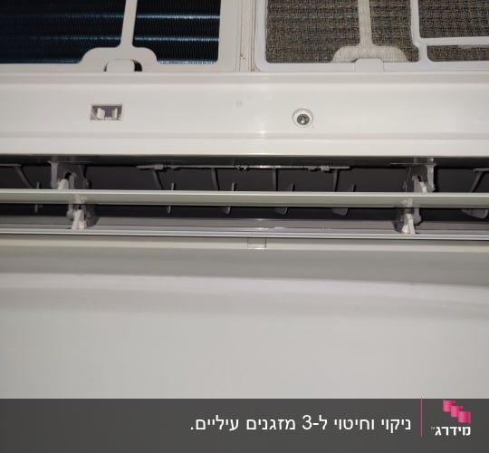 יחידת מיזוג אוויר עם תריסים פתוחים ורשת מסנן